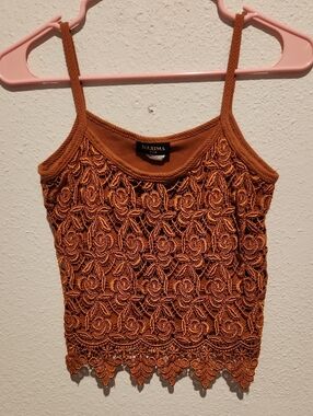 Maxima USA Rust Crochet Lace Cami Top Small